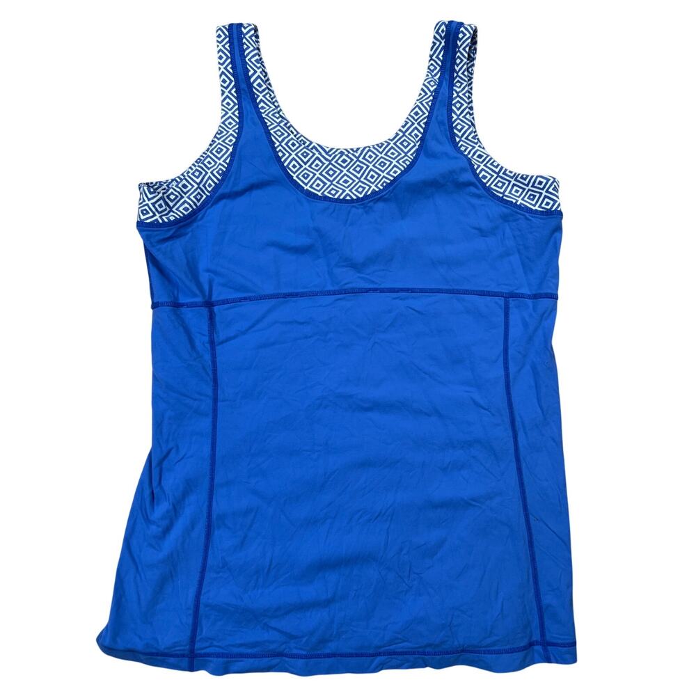 EUC Lucy Activewear Tech Blue White Sleeveless Athletic Tank Top Size XL